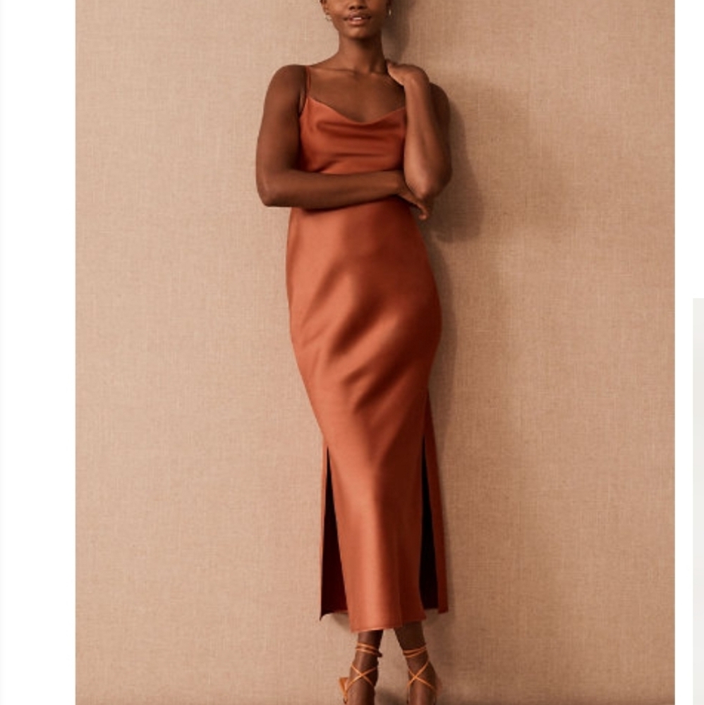 NWT BHLDN Cali Satin Charmeuse Midi Dress in Sedona in size 8